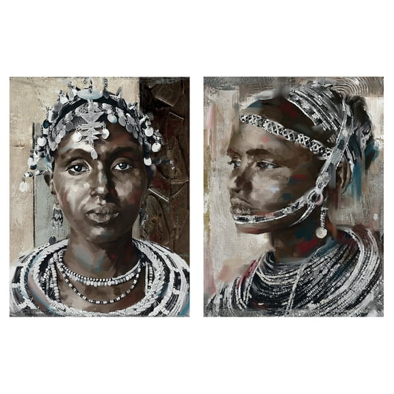 Fine Art Canvas Heritage I & II African Portrait by Maggie Davis Canvas Art Print