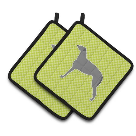 

Carolines Treasures BB3796PTHD Scottish Deerhound Checkerboard Green Pair of Pot Holders 7.5HX7.5W multicolor