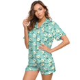thumbnail image 7 of KLHDSF Womens 2 Piece Pajama Set Short Sleeve Top and Shorts Casual Summer Floral Loungewear Green L, 7 of 7