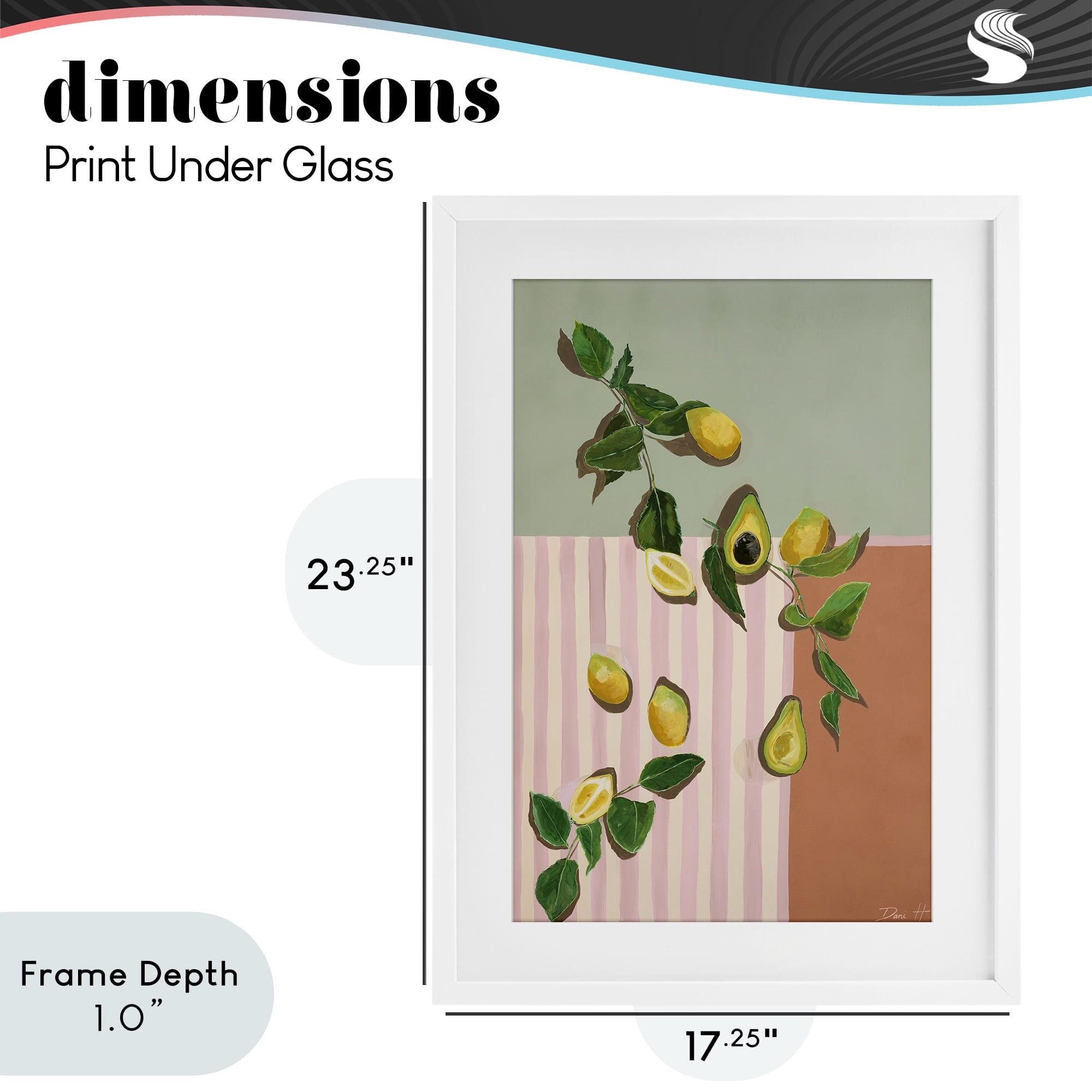 Stupell Industries Midcentury Avocado & Lemons White Framed Print Under Glass, design by Dani Heyward