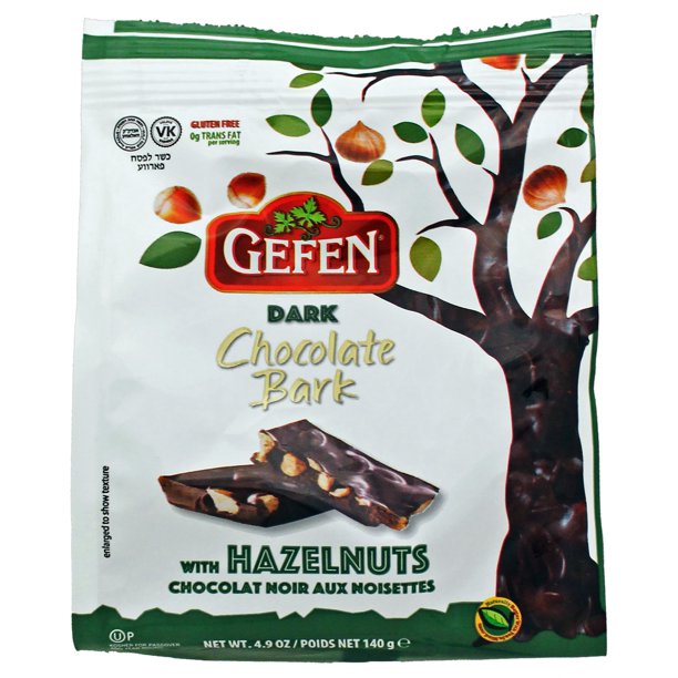 Gefen Dark Chocolate Bark, Glutenfree, Hazelnut, 4.9 Oz (Kosher for