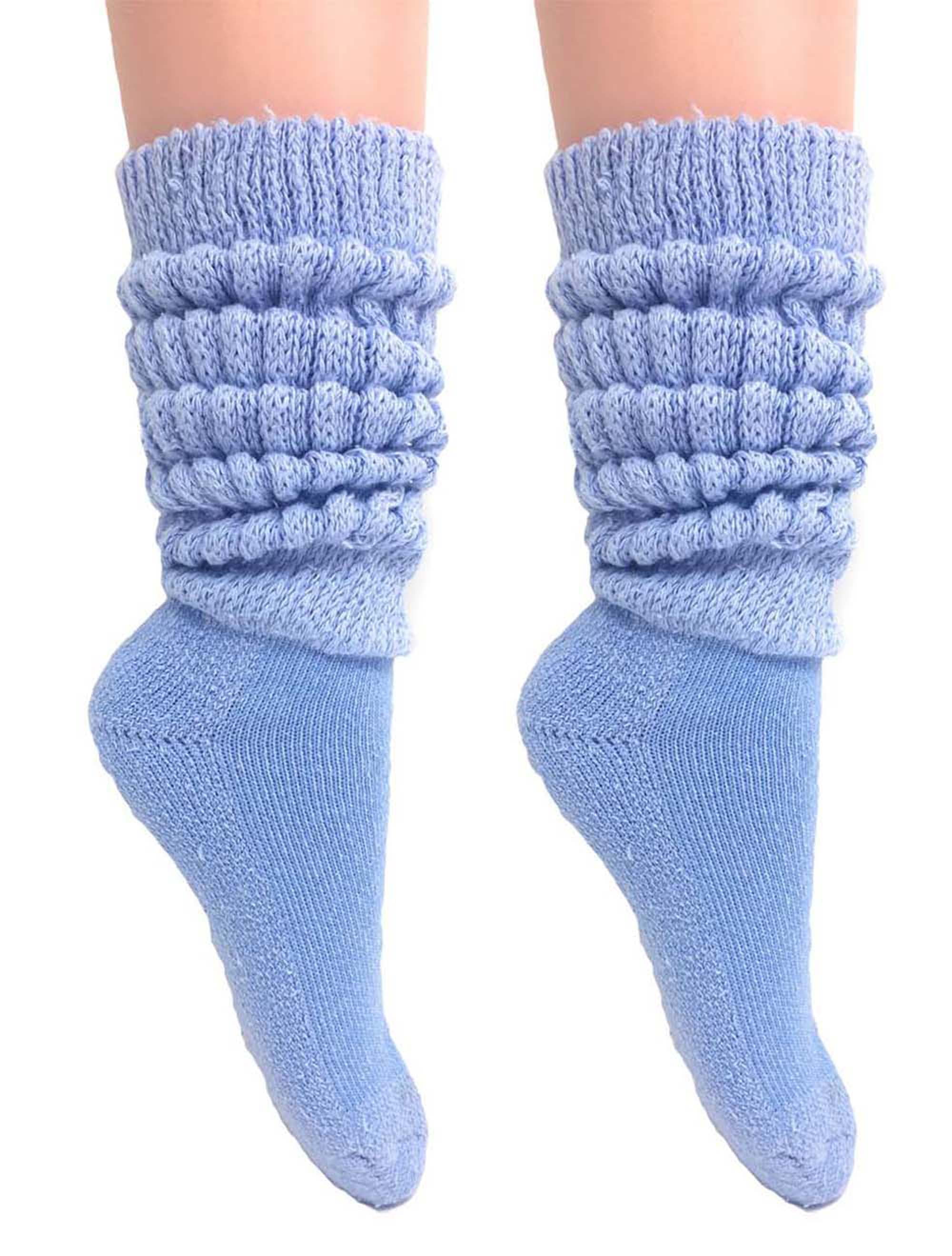 Extra Long Heavy Slouch Socks Light Blue 2 Pair Size 911
