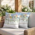 thumbnail image 3 of Pillow Covers 18x18 Set of 2, Blue Spring Floral Square Throw Pillow Covers for Couch/Sofa/Living Room, Summer Botanical Pastoral Wooden Decorative Soft Pillowcases for Couch Throw Pillows, 3 of 9