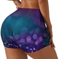 thumbnail image 2 of Kdxio Purple and Green Glitter Print Workout Shorts for Women Seamless Soft Smooth Gym Yoga Scrunch Active Shorts, 2 of 9