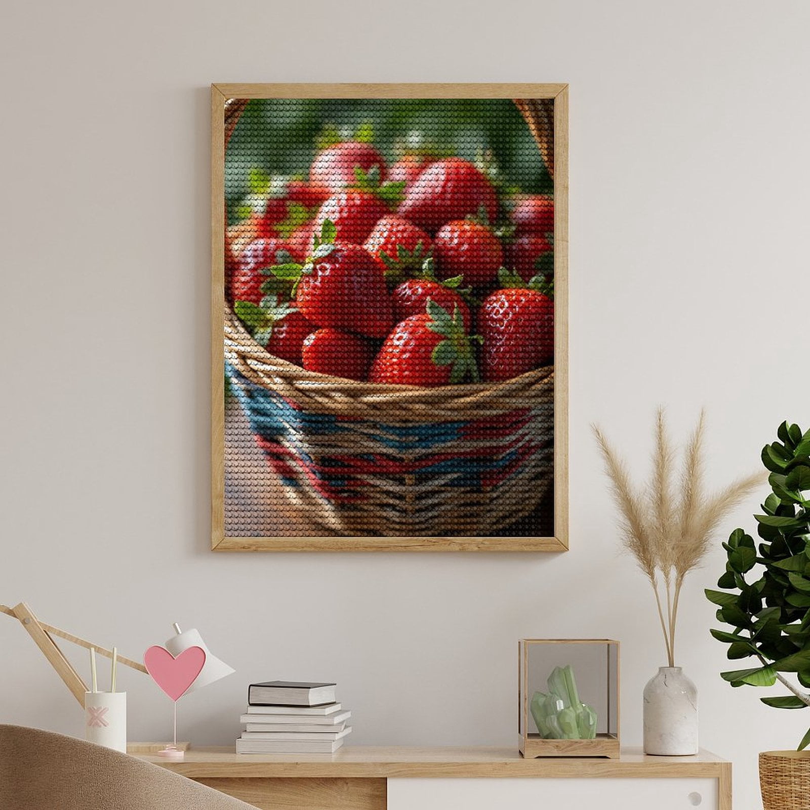 Diamond Art Kits for Adults, Fresh Red Strawberries Basket 5D Diamond Painting Kits for Adults Beginners, DIY Full Drill Diamond Painting, Gem Art and Crafts 12x16