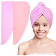 thumbnail image 1 of wonima11 Microfiber Hair Towel Wrap for Kids 2 Pack Rapid Drying Hair Towel with Button Hair Turbans for Wet Hair Wraps Head Towel Wrap for Women and Girls, 1 of 1