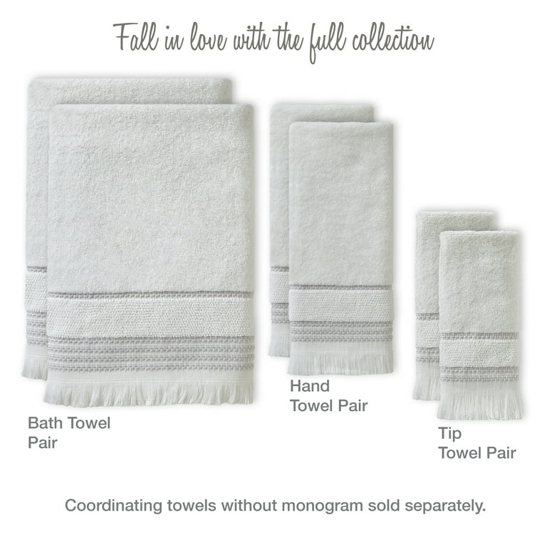 SKL Home Casual Monogram S 2 Pc. Hand Towel Set, White