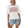 thumbnail image 3 of Women's Gameday Couture White Sacred Heart Pioneers Claim To Fame Boxy Cropped T-Shirt, 3 of 5