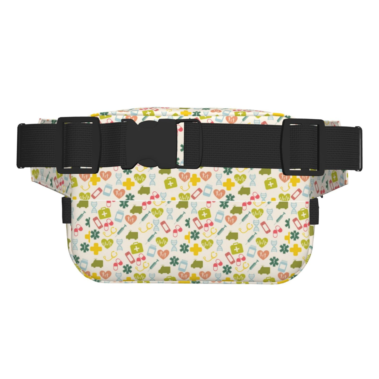 Picia Medical Icons Print Square Double-Layer Waist Bag Mini Adjustable Waist Belt Bag Exercise Running Travel Hiking
