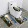 thumbnail image 1 of CHAPLLE Sunrise at Portland Lighthouse in Cape Elizabeth Maine 3 Piece Bathroom Rugs Set Bath Rug Contour Mat and Toilet Lid Cover, 1 of 2