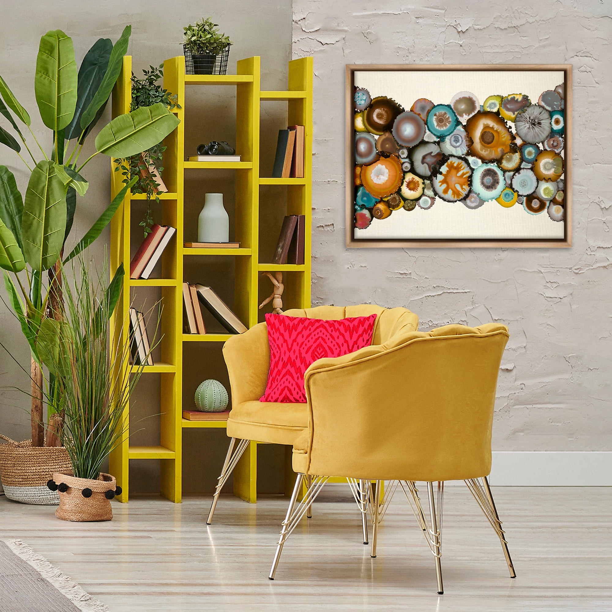 Stupell Industries Various Agate Clusters Abstract Painting Brown Floater Framed Canvas Art Print Wall Art, 31 x 25