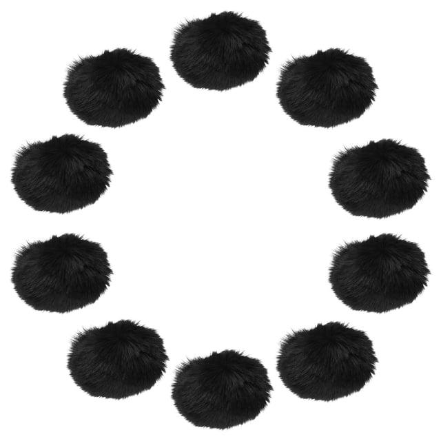 Uxcell 20 Paquete de Bolas de Pom Pom de Piel Sintética, 2.4 Pulgadas Suaves y Esponjosas para Sombreros, Llaveros, Bufandas, Guantes, Bolsas y Accesorios, Negro
