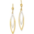 thumbnail image 1 of 14k Two-Tone Gold Diamond-cut Leverback (8x49mm) Earrings, 1 of 3