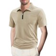 thumbnail image 2 of hoksml Business Casual Shirts for Men, Solid Color Collared Polo Shirt Pocket Zipper Collar Short Sleeve Waffle Top Summer Comfortable Breathable T Shirt 2025 on Clearance, 2 of 9