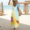 thumbnail image 4 of YuXingFu Black Dresses for Women Maxi Crew Neck Plus Size Womens Dress Short Sleeve Floral Long Casual Summer Yellow S, 4 of 7