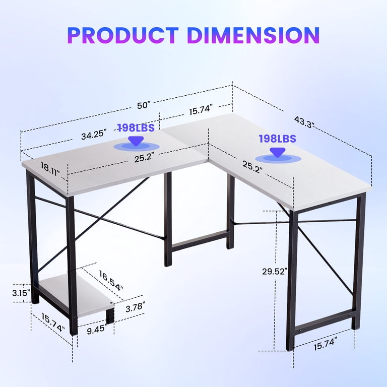 EDX 49-Inch L Shaped Desk - Computer Desk Corner Desks Gaming Desk