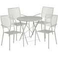 thumbnail image 2 of Emma + Oliver Commercial 30" Round Light Gray Folding Patio Table Set-4 Square Back Chairs, 2 of 5