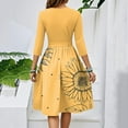 thumbnail image 4 of WTOBBY Women's Elegant Floral Print Waistband Round Neck 3/4 Sleeve Dress, Flowy Casual Sundress with Feminine Silhouette for Outings,Yellow L, 4 of 5