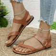 thumbnail image 4 of Viluyesy Womens Flip Flop Sandals, Ankle Buckle Comfort Casual Wide Width Summer Retro Flat Shoes Brown, 4 of 4