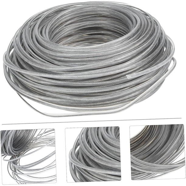 Cortacésped de repuesto para cabezal de cortacésped con cuerda para cortacésped, accesorio para cortacésped, piezas de cortacésped, hilo de alambre de acero redondo plateado, hilo redondo pa