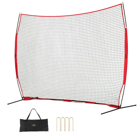 VEVOR Filet de Barrière Arrière, Filet de Barrière de Sport pour Balle 12 X 9 Pi, Équipement d'Entraînement Portable avec Sac de Transport, Écran de Protection pour l'Entraînement de Baseball, Softball, Lacrosse, Soccer, Hockey, pour Cour Arrière