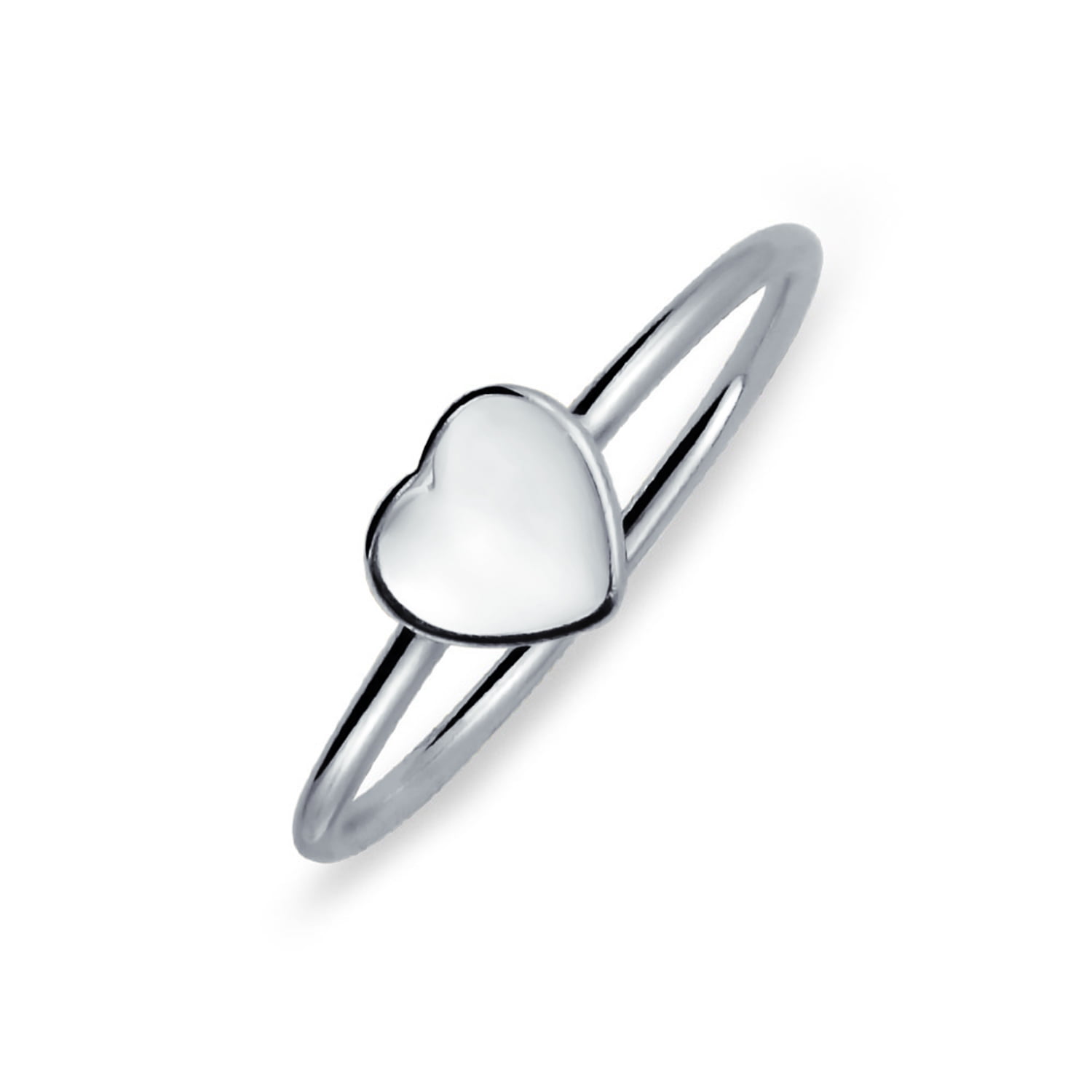 Tiny Minimalist Blank Plain Flat Heart Shape Initial Monogram Signet Ring for Teen for Women 925 Sterling Silver