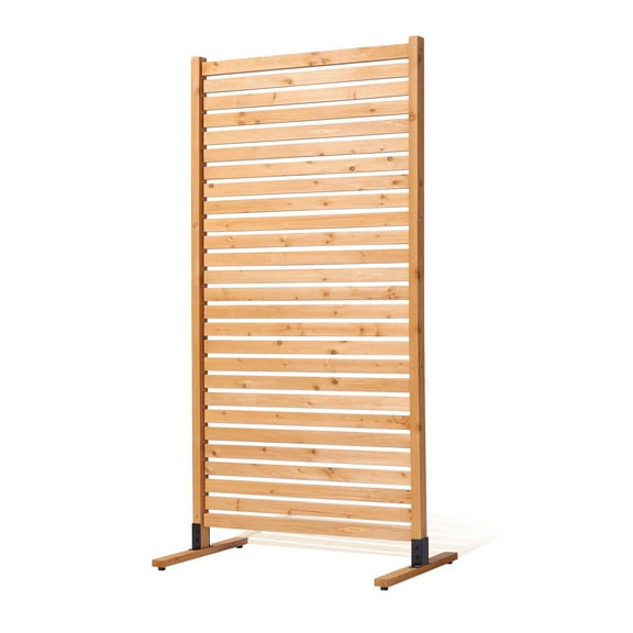 Wooden Privacy Screen 36 x 76 inch Freestanding Outdoor Privacy Panel for Patio, Garden, Porch, or Courtyard, Stylish Room Divider with Durable Wooden Slats, Stainless Steel Bolts