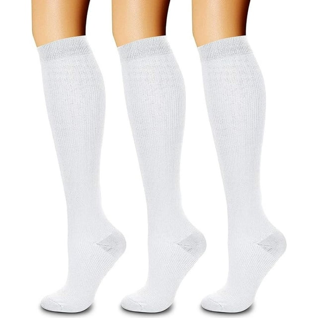 JUNWELL Compression Socks for Women & Men Circulation (3 Pairs) 15-20 mmHg is Best Support for Athletic Running Cycling