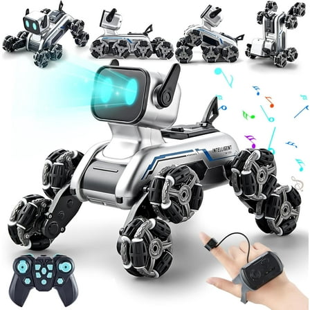 Yousxin Remote Control Robot Dog Toy for Kids,2.4Ghz 8WD Gesture Sensing Stunt Rc Cars with Music & Light,Children Birthday Gift for 6 7 8 9 10 11 12 Years Old Boys