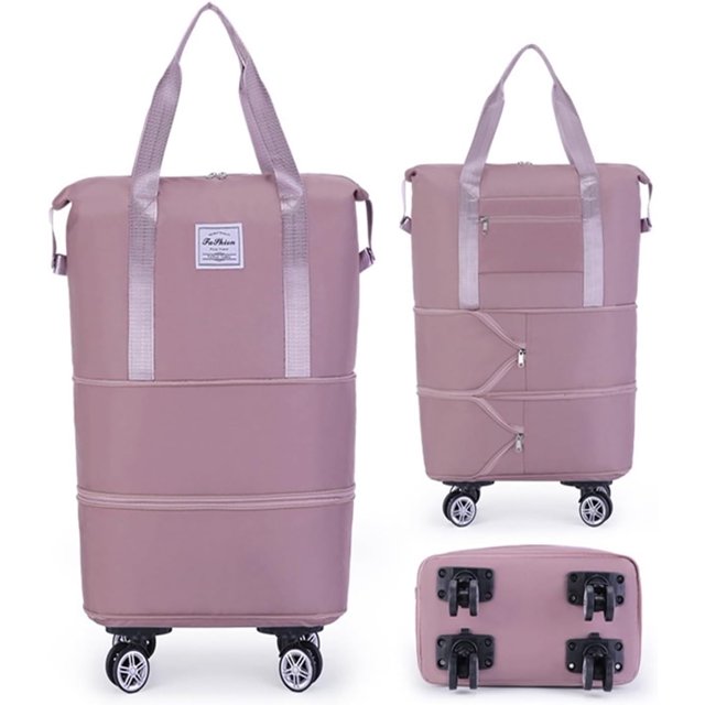 HUGFEGWE Duffle Bag for Travel with Wheels, Expandable Large Capacity Weekender and Gym Tote, Dry-Wet Separation,E CJB91-131061
