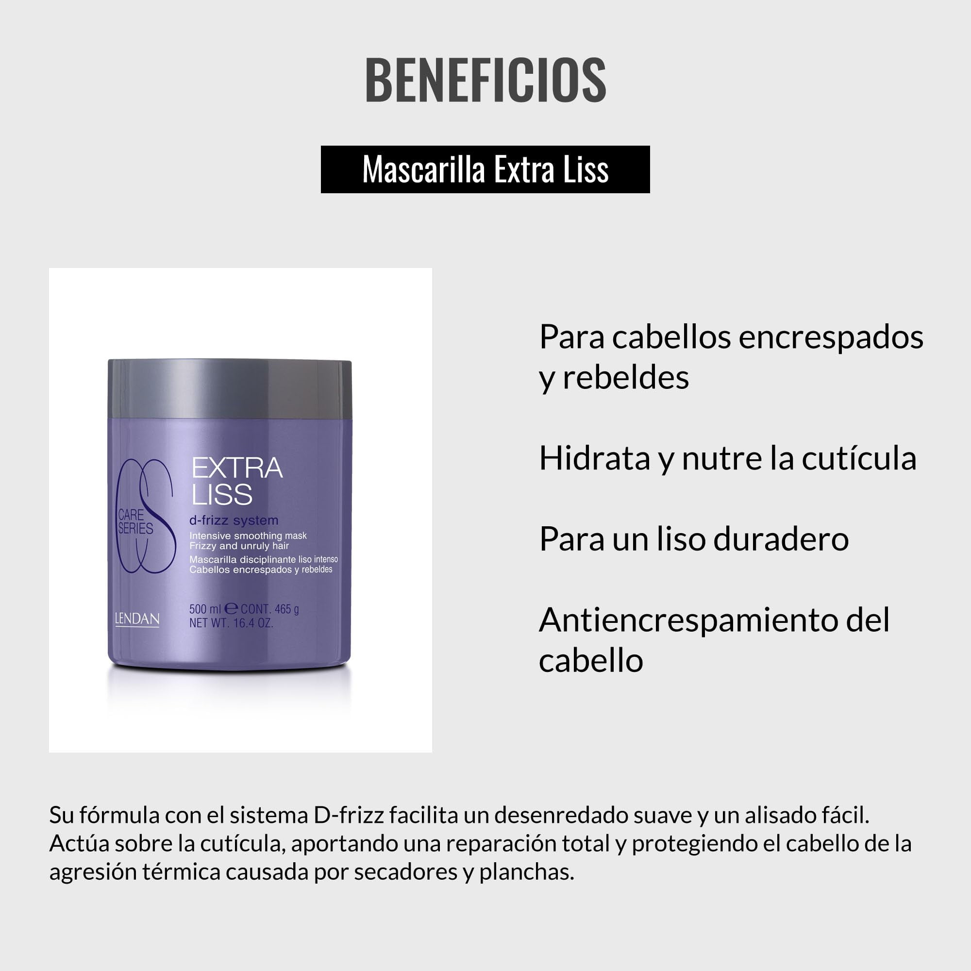 Lendan - Smoothing Hair Mask - Extra Liss Mask - 500 ml - for Frizzy and Unruly Hair - Hydrates, Nourishes, and Repairs the Cuticle - for Long-Lasting Smoothness - Anti-Frizz Hair