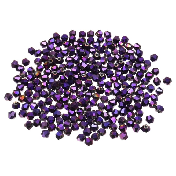 Uxcell 250pcs 6mm Bicone Glass Crystal Beads, Faceted Beads Purple
