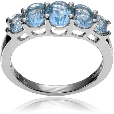 Brinley Co. Women's Blue Topaz Sterling Silver 5-Stone Fashion Ring