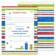 thumbnail image 3 of Dots and Stripes Kids Thank You Note Card Pack / 20 Fill In Childrens Colorful Thanks Cards With White Envelopes / 4 5/8" x 6 1/4" Kid Birthday Party Thank You, 3 of 3