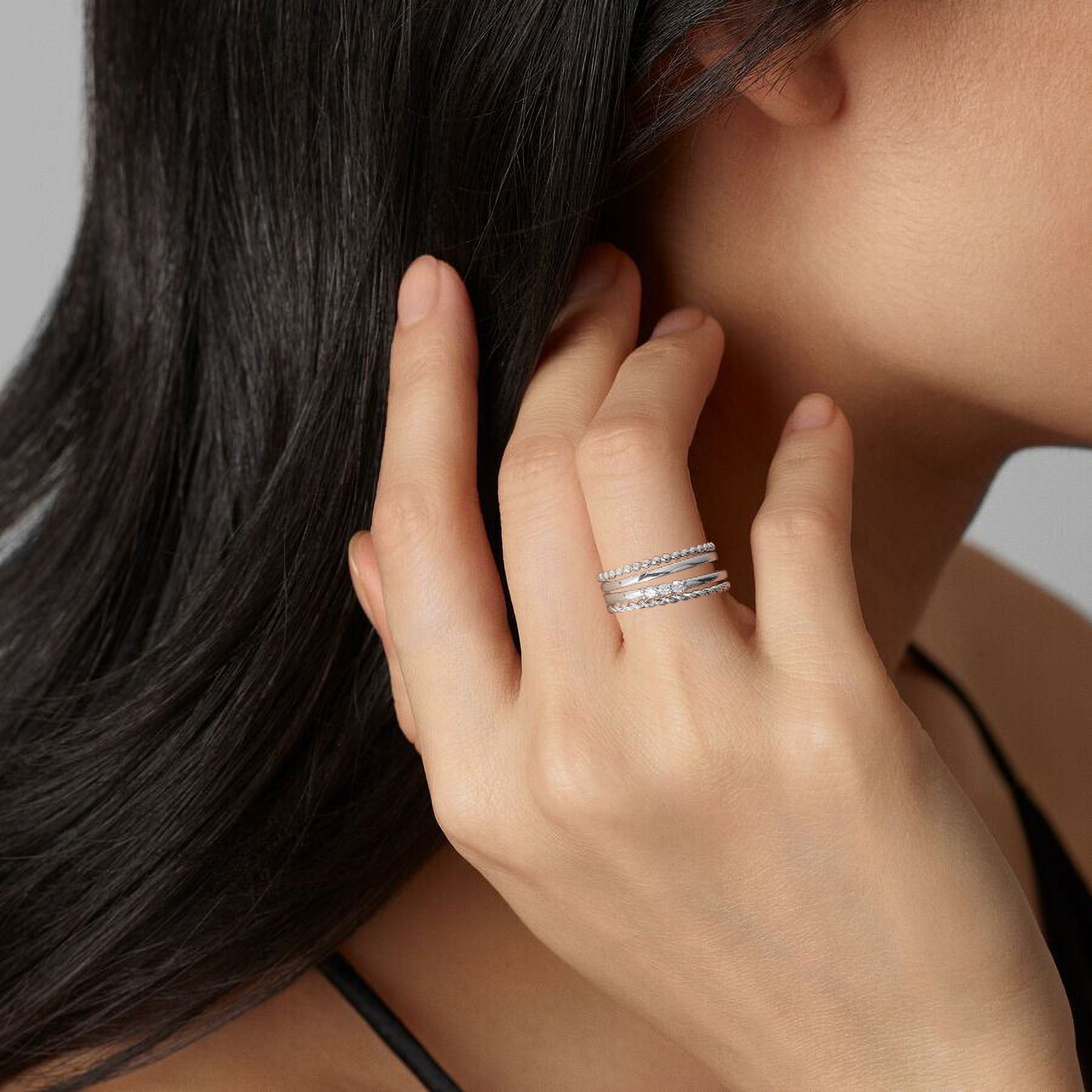 APSVO 4-Piece 925 Silver Plated Stackable Ring Set photo 2
