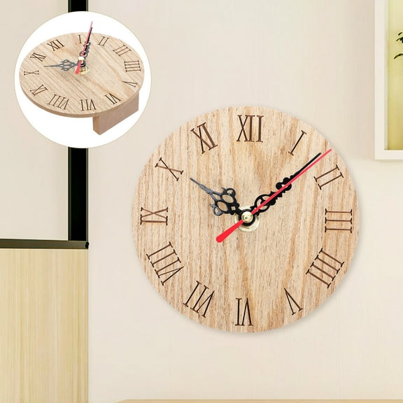 Pretyzoom Farmhouse Analog Clock Light Brown Metal 1Pcs