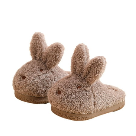 

Binmer Winter Warm Home Kids Cotton Slippers Cute Bunny Pattern Indoor Cartoon Baby Soft Sole Flat Bottom Children Slip On Shoes
