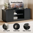 thumbnail image 3 of Bestier TV Stand for TVs up to 70", Modern Entertainment Center with Sliding Door Media Console Table for Living Room, Black Marble Top, 3 of 11