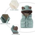 thumbnail image 3 of Chaleco acolchado con capucha para niños y niñas pequeños, chaqueta de invierno cálida y ligera, sin mangas, con cremallera y orejas de oso, 3 of 5