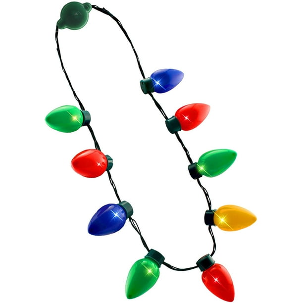 LED Light Up Christmas Bulb Necklace Party Favors Family 4 Pack
