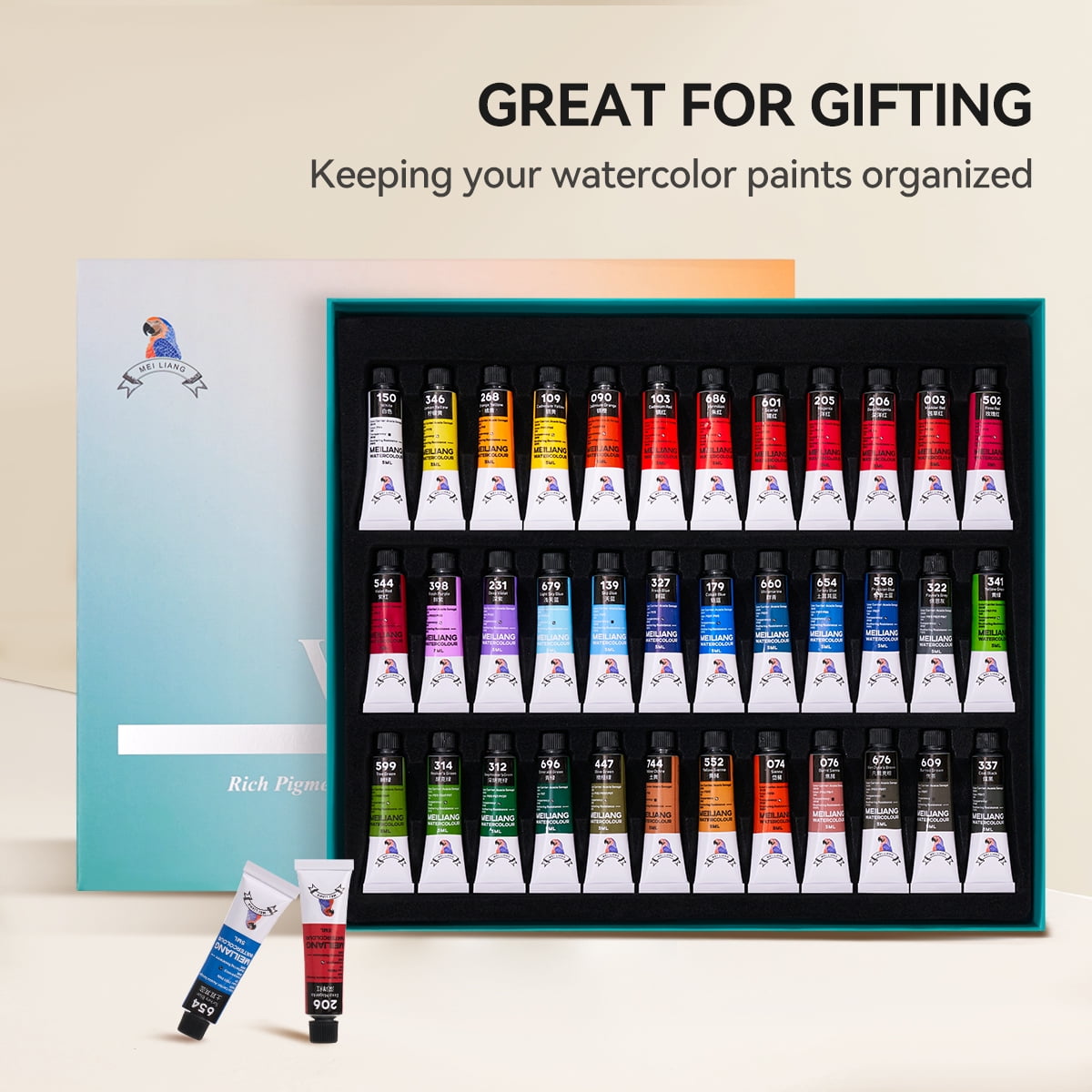 MEI LIANG Watercolor Paint Tubes Artist Grade 36 - Professional Water Color Paints Set for Adult