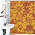 thumbnail image 4 of Retro 70S Orange Floral Shower Curtain for Bathroom, Polyester Cloth Shower Curtain with Hooks, Modern Shower Curtain, Art Deco Shower Curtain, 72x72 inch Shower Curtain, 12 Hooks, 4 of 5