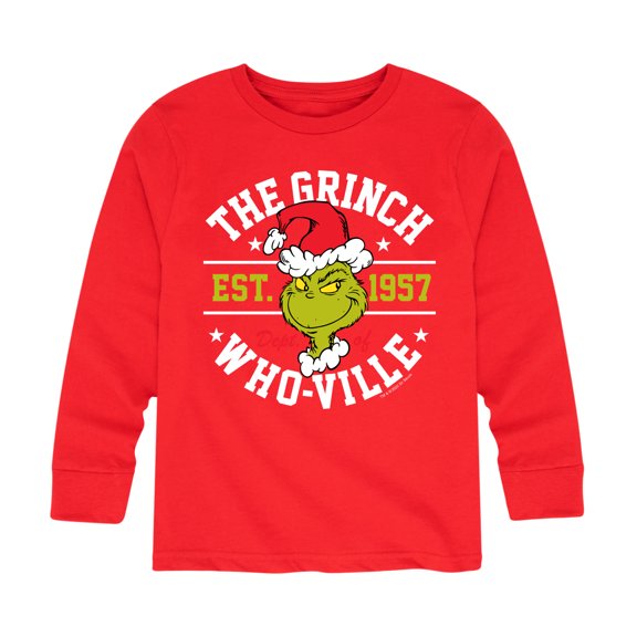 Dr. Seuss The Grinch - Christmas - The Grinch Dept. Of Who-Ville - Toddler & Youth Long Sleeve Graphic T-Shirt