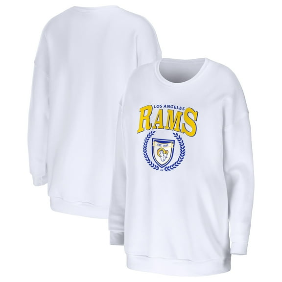 Women's WEAR by Erin Andrews White Los Angeles Rams Oversized Pullover Sweatshirt
