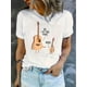 thumbnail image 1 of Women's Guitar Graphic T-Shirt - "I AMP YOUR FATHER" Design, Casual Short Sleeve Tee, Comfortable Summer Top, Black Polyester Blend, Machine Washable, Casual Attire Tee | Playful Design | Glossy Fabr, 1 of 6