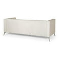 thumbnail image 3 of Benjara Zexy Sofa, 3 Seater Button Tufted Chesterfield Beige Velvet, Chrome, 3 of 5