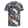 thumbnail image 3 of Luwomo Mens T-Shirts Hop Short Sleeve Graffiti Print Round Neck Loose Tee Regular Tops, 3 of 5
