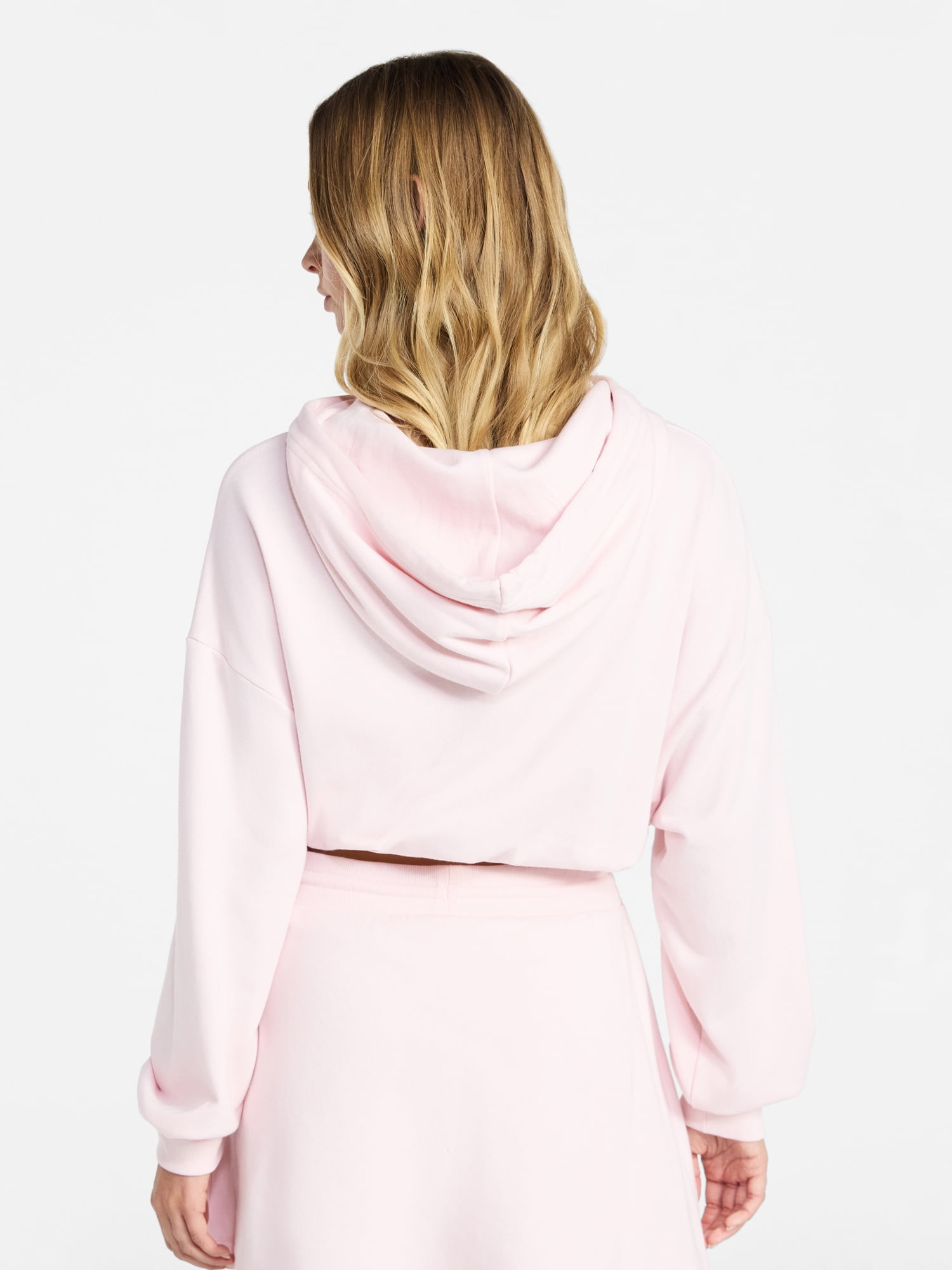 No Boundaries Bubble Hem Drawstring Hoodie, Women’s XXS-XXL