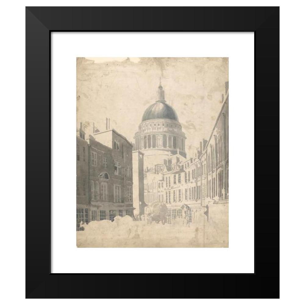 Thomas Girtin 12x14 Black Modern Framed Museum Art Print Titled - St. Paul's Cathedral, from St. Martin's-Le-Grand, London (ca. 1795)