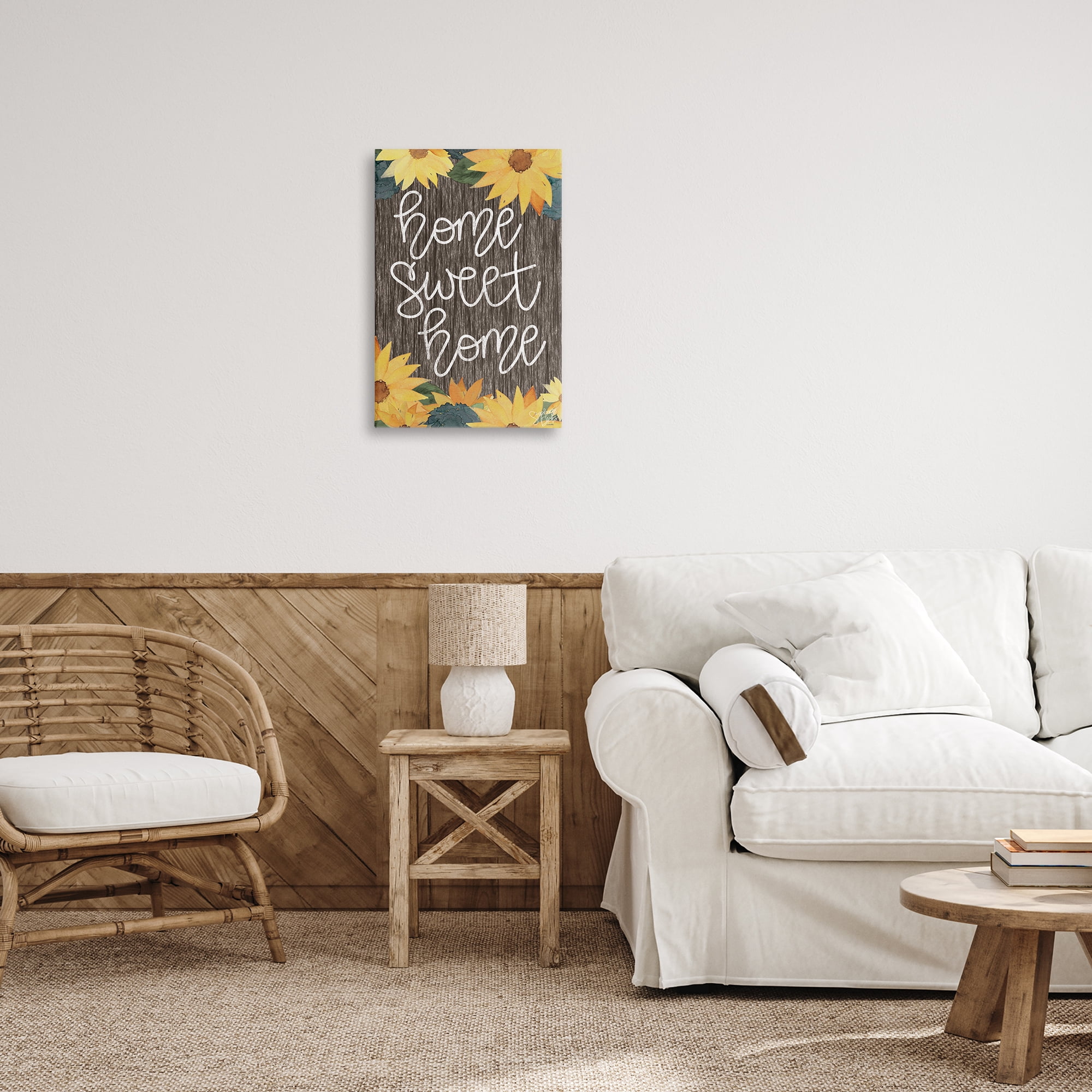 Stupell Industries Floral Welcome Phrase Plants & Flowers Painting Wrapped Canvas Art Print Wall Art, 16 x 24